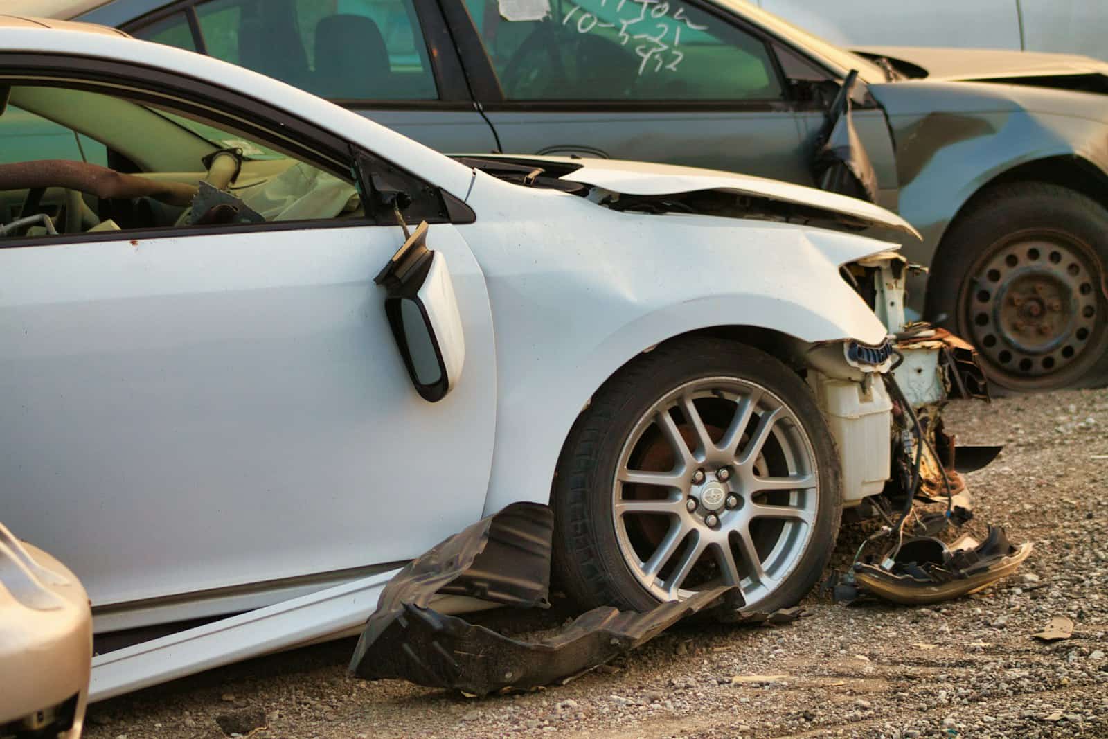 Accident-damaged car